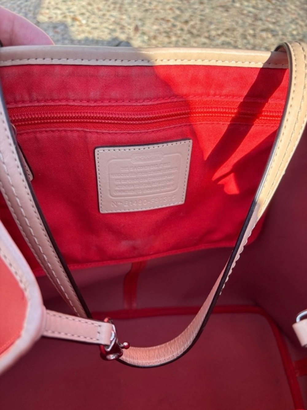 COACH New York Tote Bag with Tan Handles - Picture 4 of 7